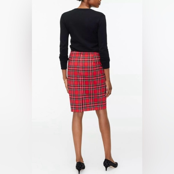 J.CREW Tartan Cotton Sateen Pencil Skirt Red Plaid Straight Green Yellow Plus - Picture 7 of 15